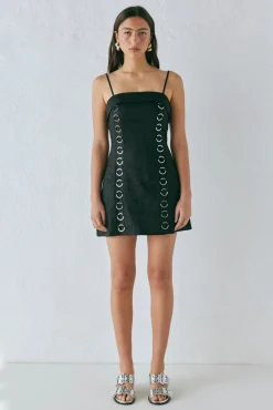 Alessa Linen Mini Dress Black