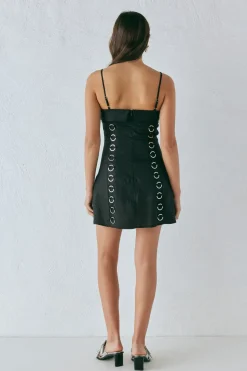 Alessa Linen Mini Dress Black