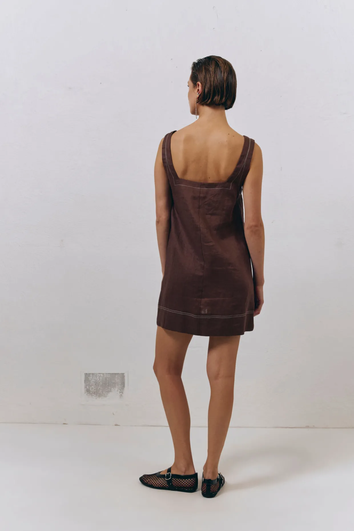 Alice Linen Mini Dress Brown
