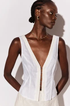 Allegra Linen Top White