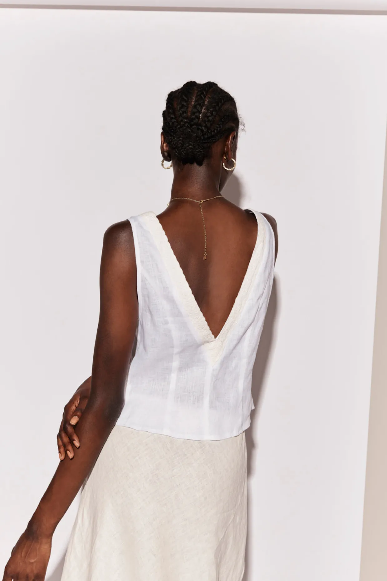 Allegra Linen Top White