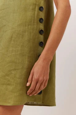 Annabelle Linen Mini Dress Olive