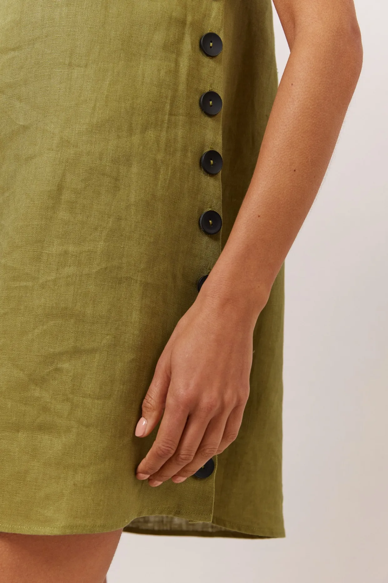 Annabelle Linen Mini Dress Olive