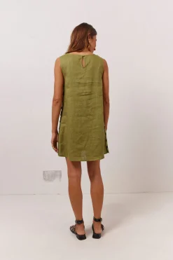 Annabelle Linen Mini Dress Olive