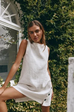 Annabelle Linen Mini Dress White