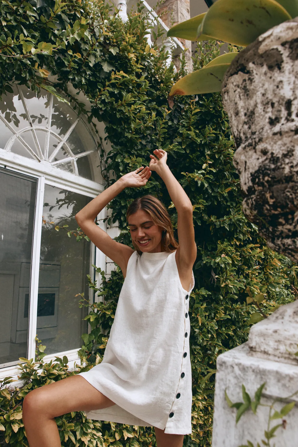 Annabelle Linen Mini Dress White