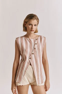 Aria Vest Pink Stripe