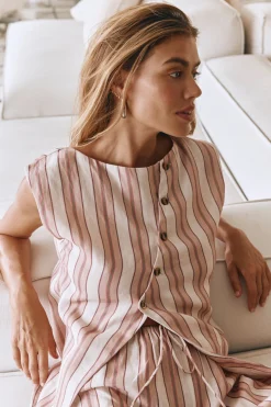 Aria Vest Pink Stripe