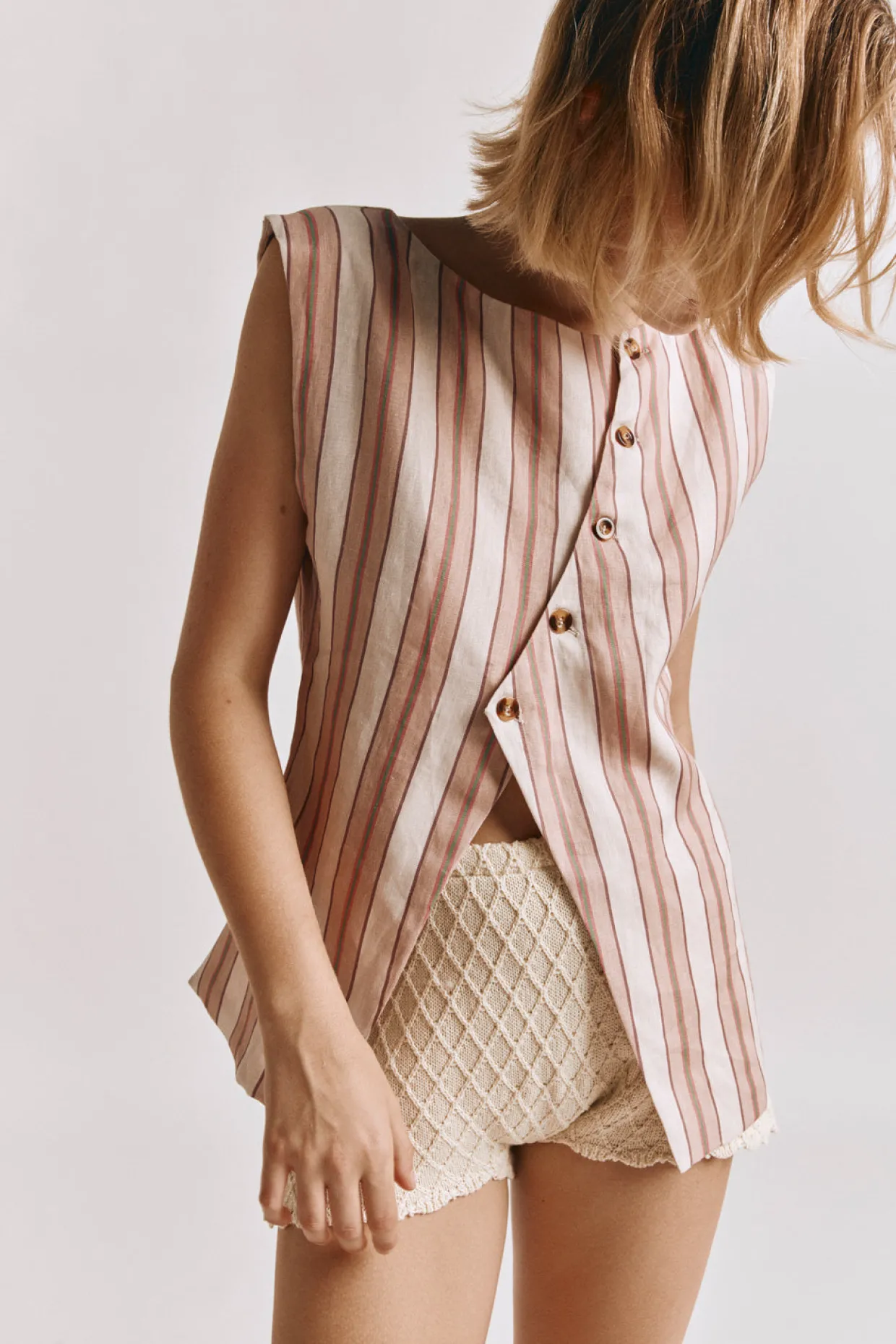 Aria Vest Pink Stripe
