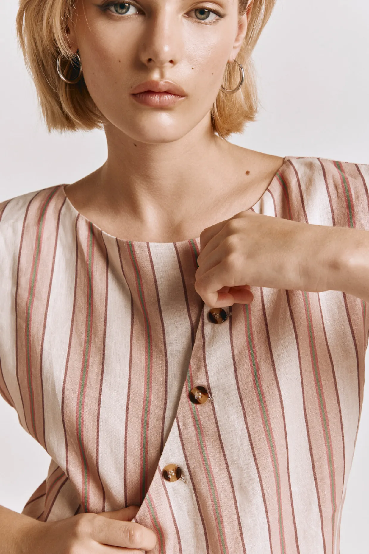 Aria Vest Pink Stripe