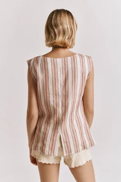 Aria Vest Pink Stripe