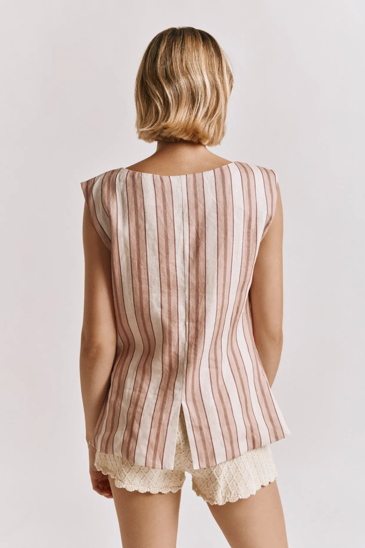 Aria Vest Pink Stripe