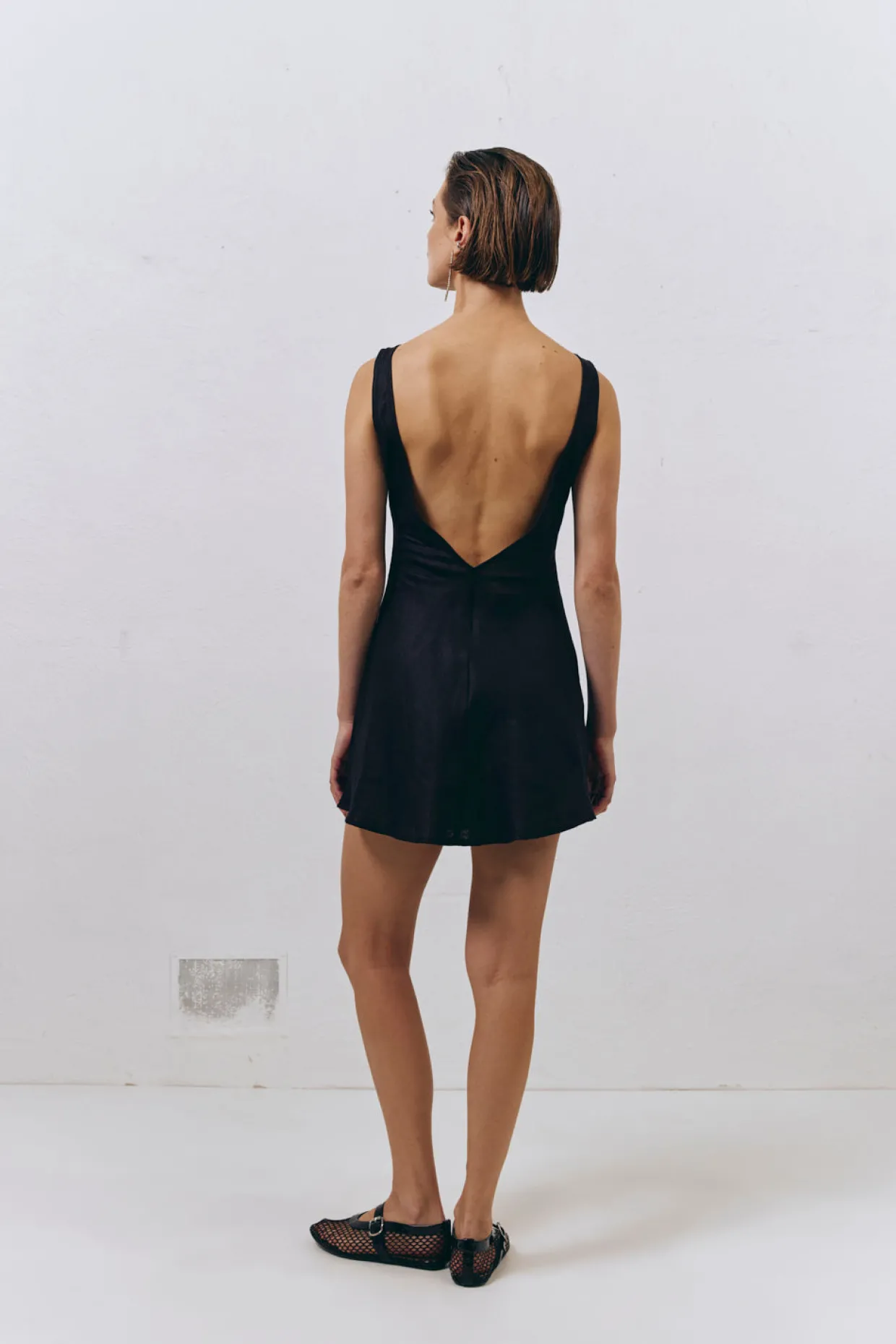 Art Of Bloom Linen Bias Cut Mini Dress Black