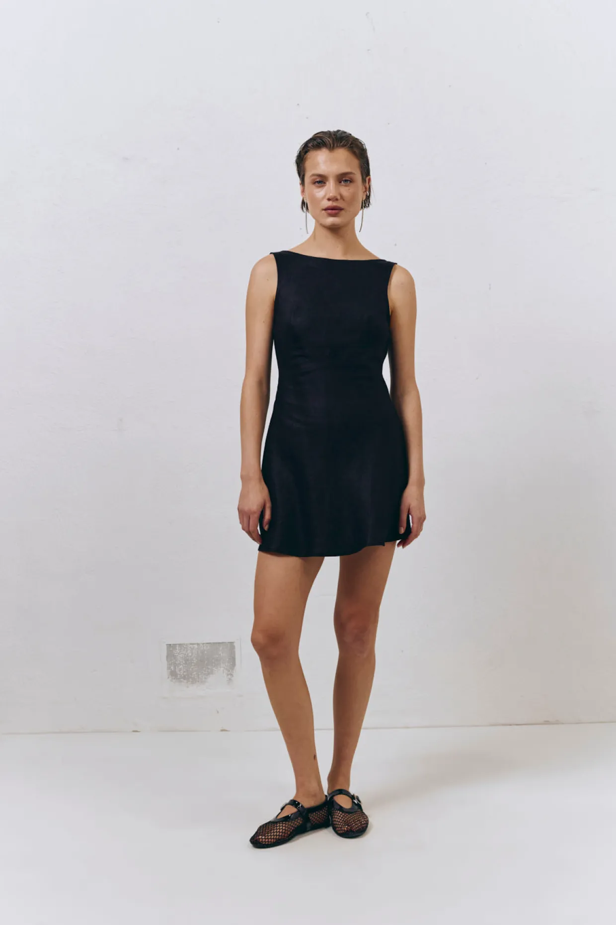 Art Of Bloom Linen Bias Cut Mini Dress Black