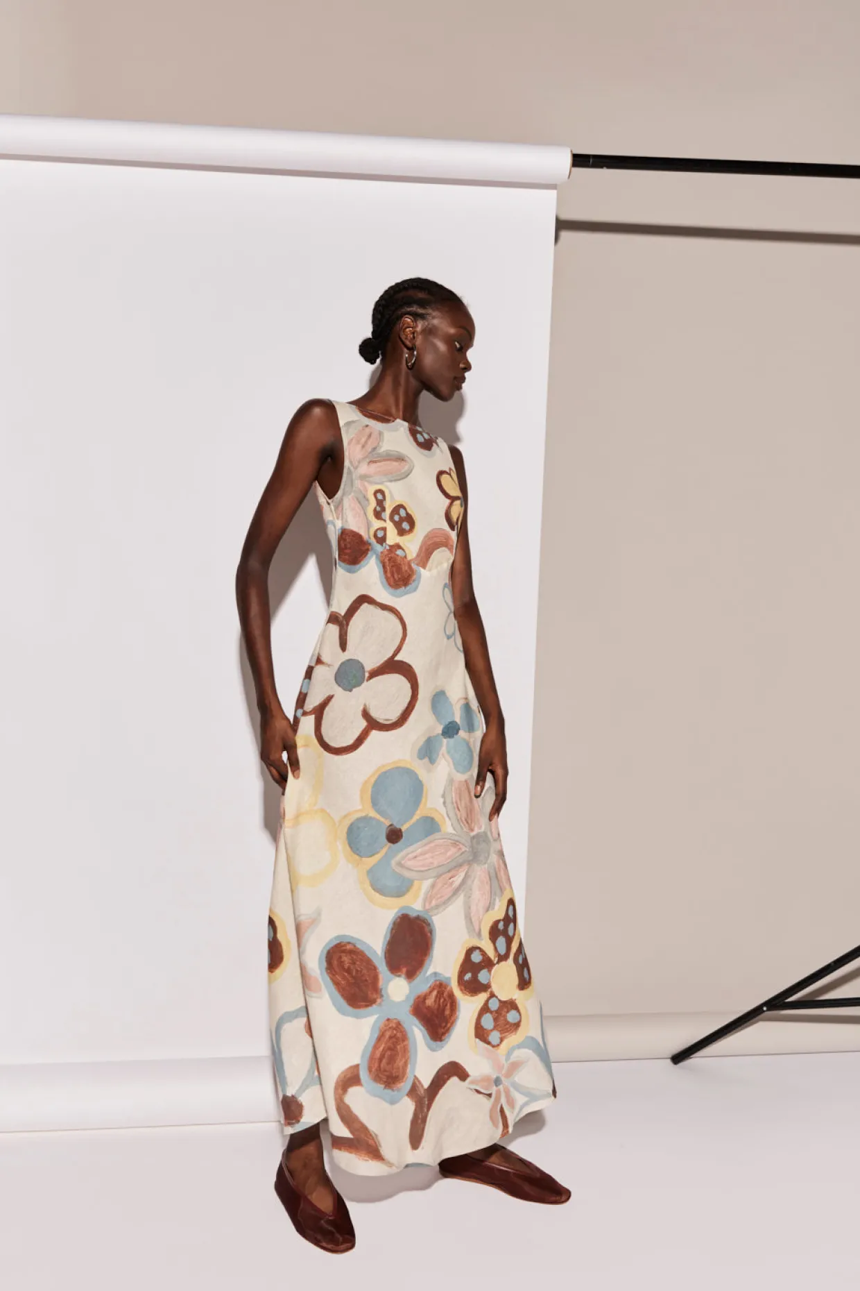 Art Of Bloom Linen Bias Cut Maxi Dress Flower