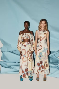 Art Of Bloom Linen Bias Cut Maxi Dress Flower