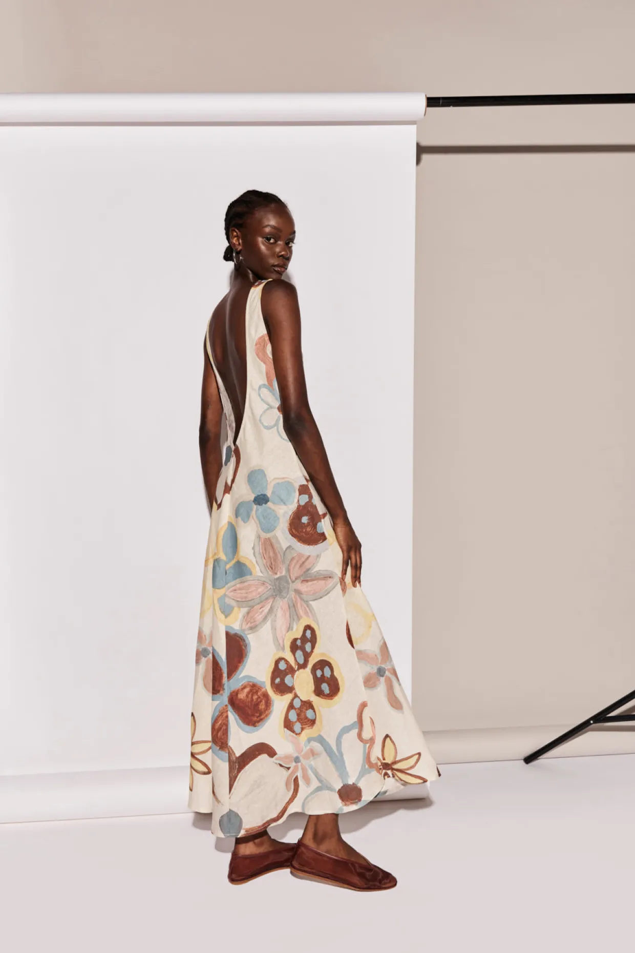 Art Of Bloom Linen Bias Cut Maxi Dress Flower