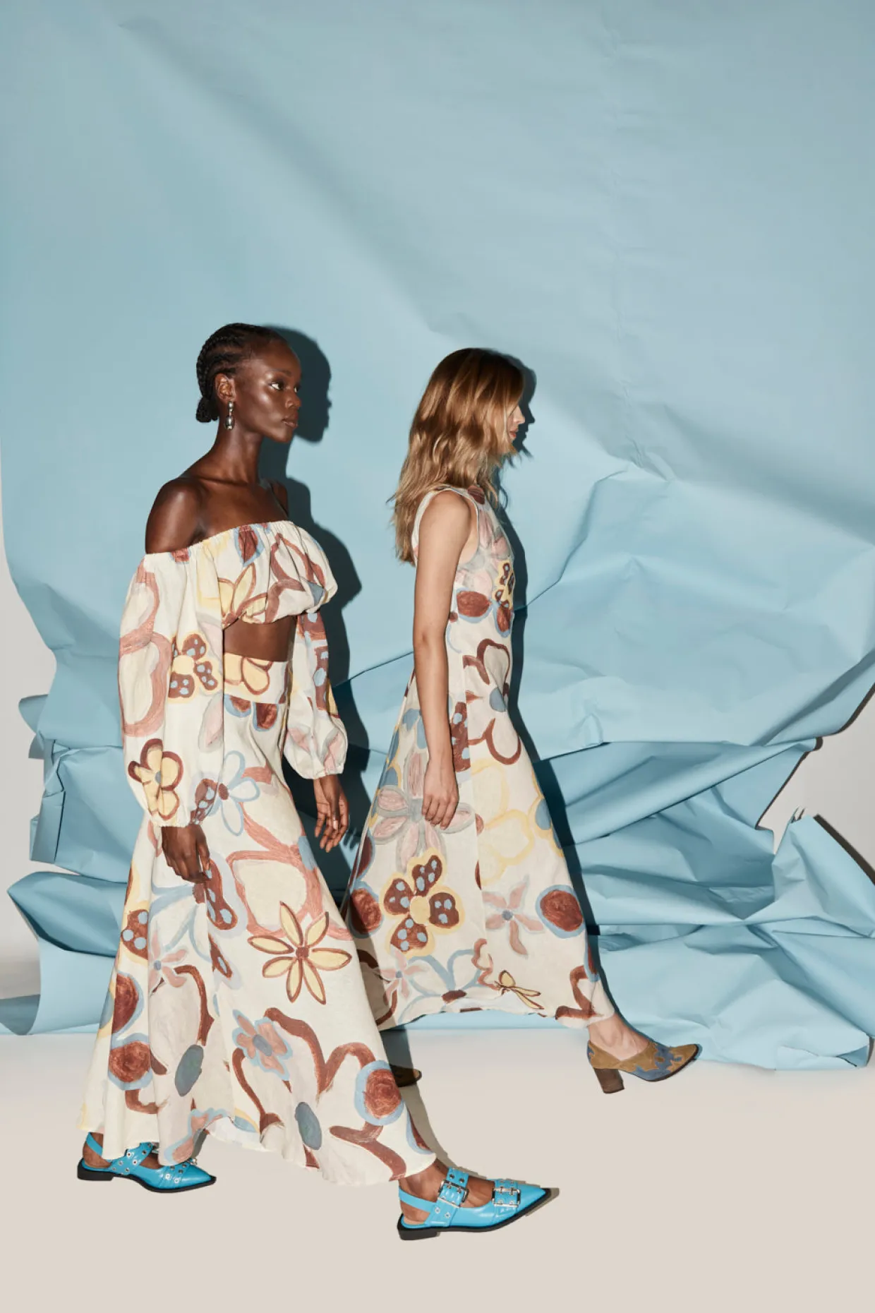 Art Of Bloom Linen Bias Cut Maxi Dress Flower
