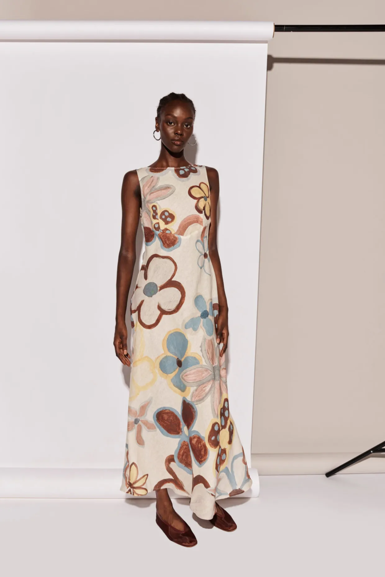 Art Of Bloom Linen Bias Cut Maxi Dress Flower