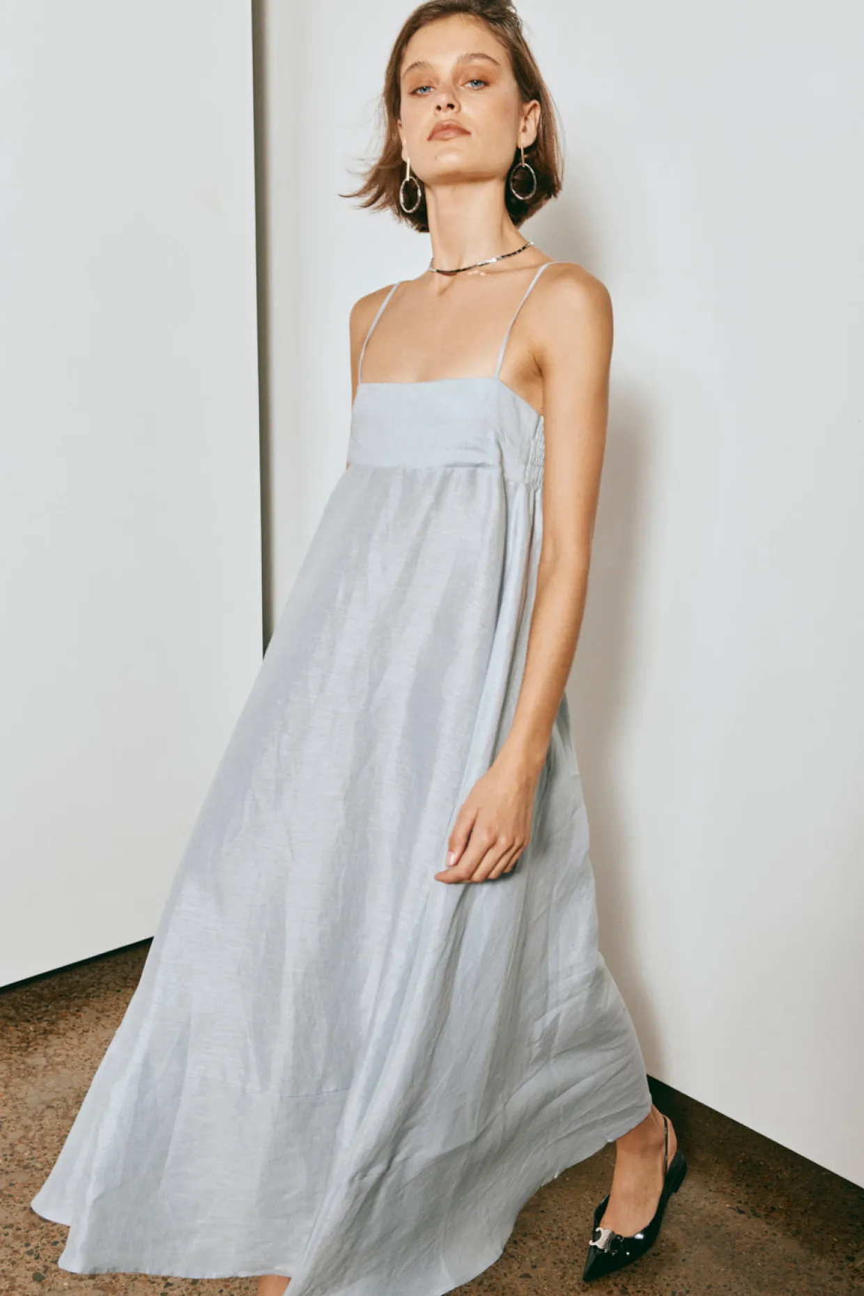 Behati Linen Maxi Dress Sky