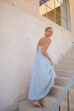 Behati Linen Maxi Dress Sky