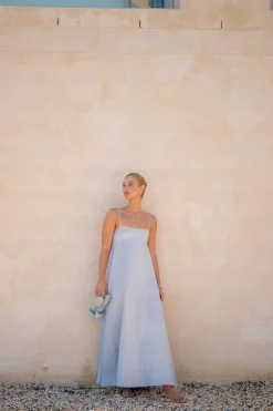 Behati Linen Maxi Dress Sky