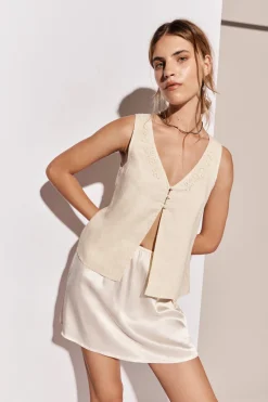 Bordeaux Linen Top Cream