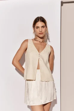 Bordeaux Linen Top Cream