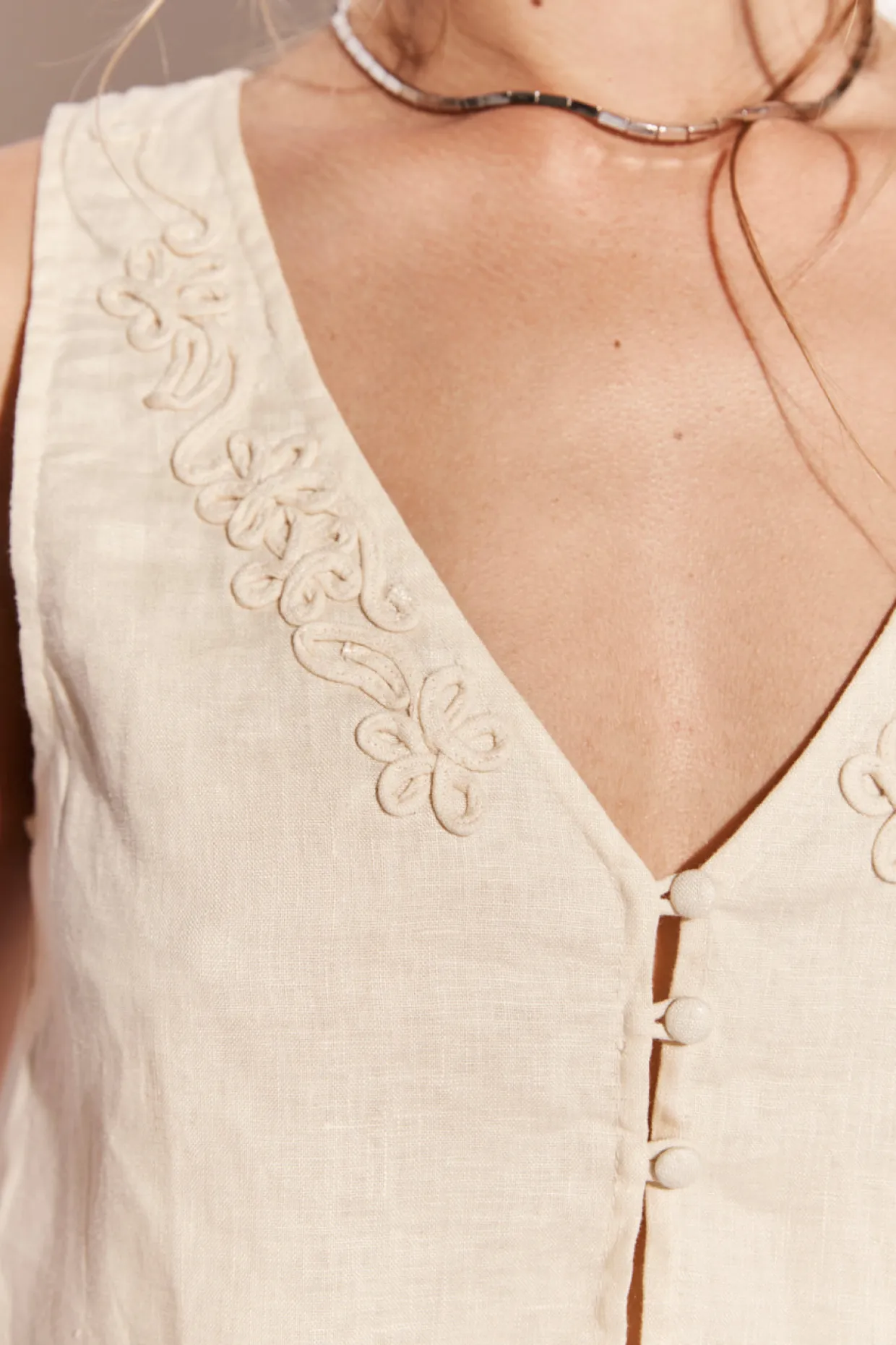 Bordeaux Linen Top Cream