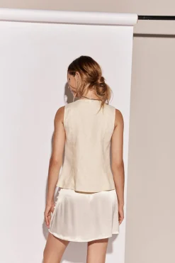 Bordeaux Linen Top Cream