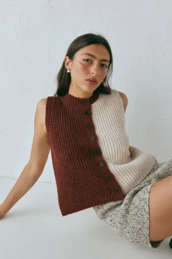 Bridgette Knit Vest Splice