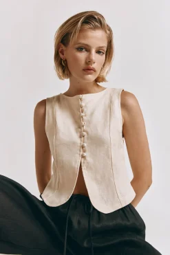Celeste Linen Top Cream