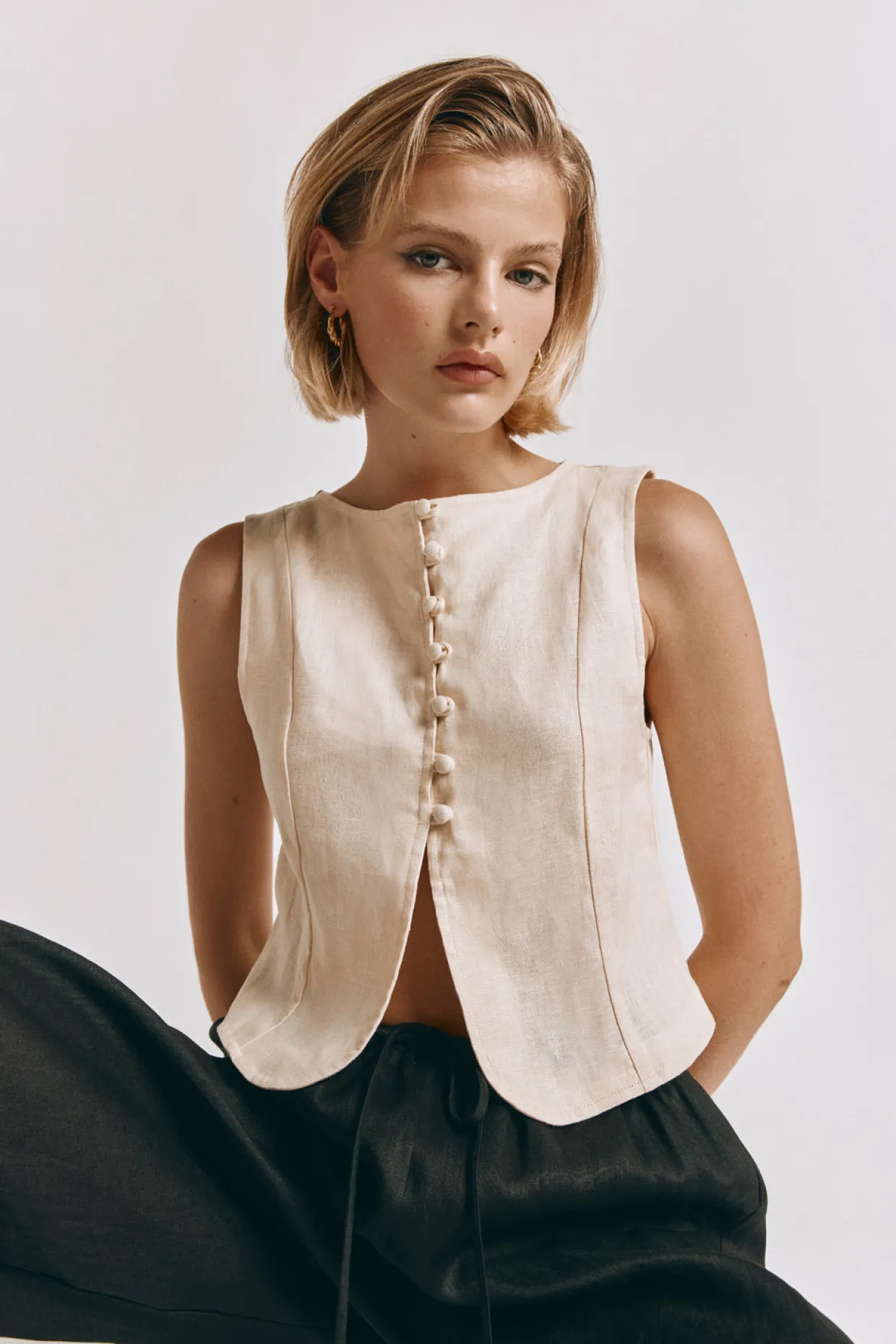Celeste Linen Top Cream