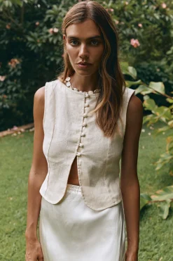Celeste Linen Top Cream