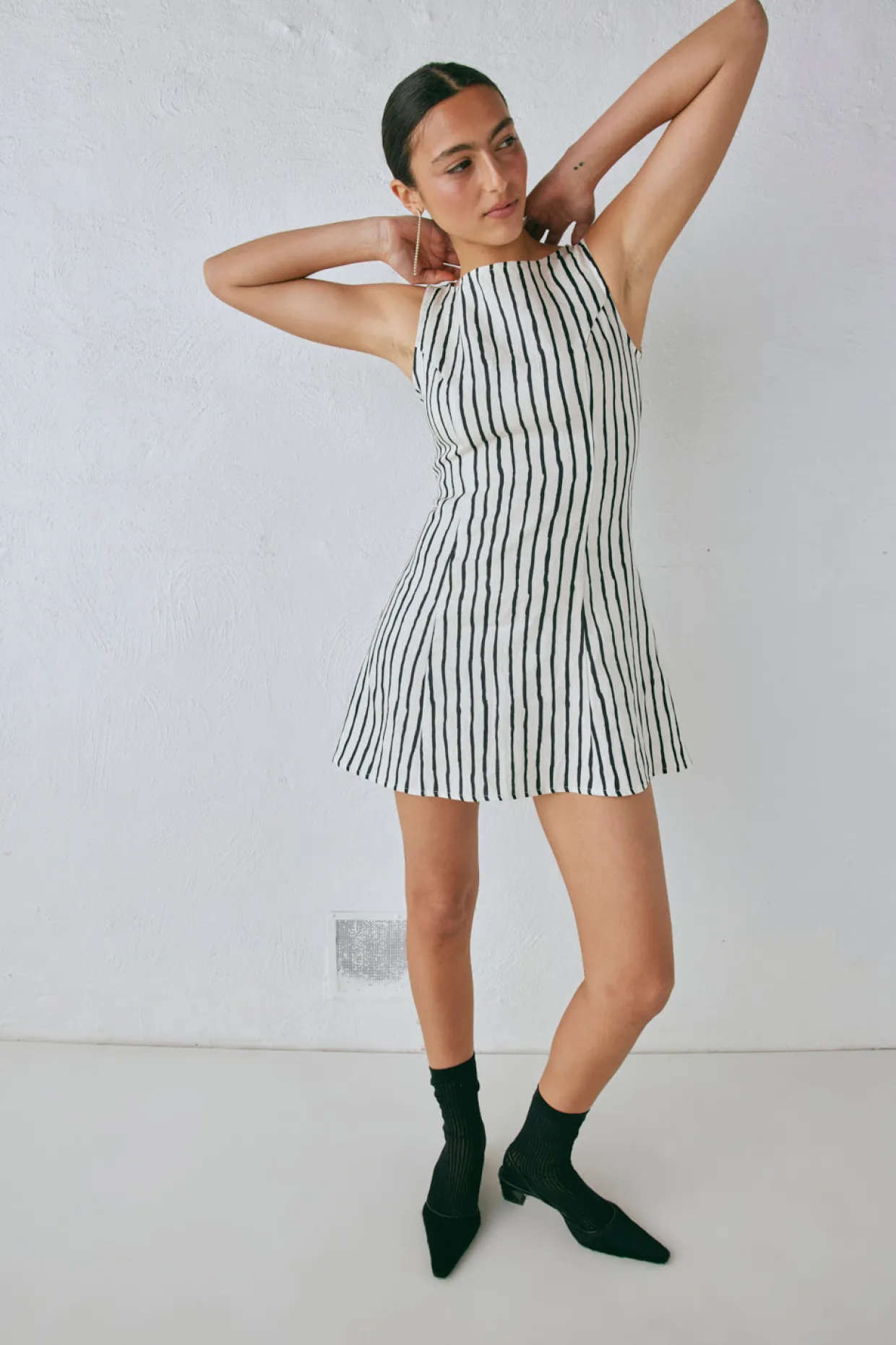 Chloe Linen Mini Dress Black