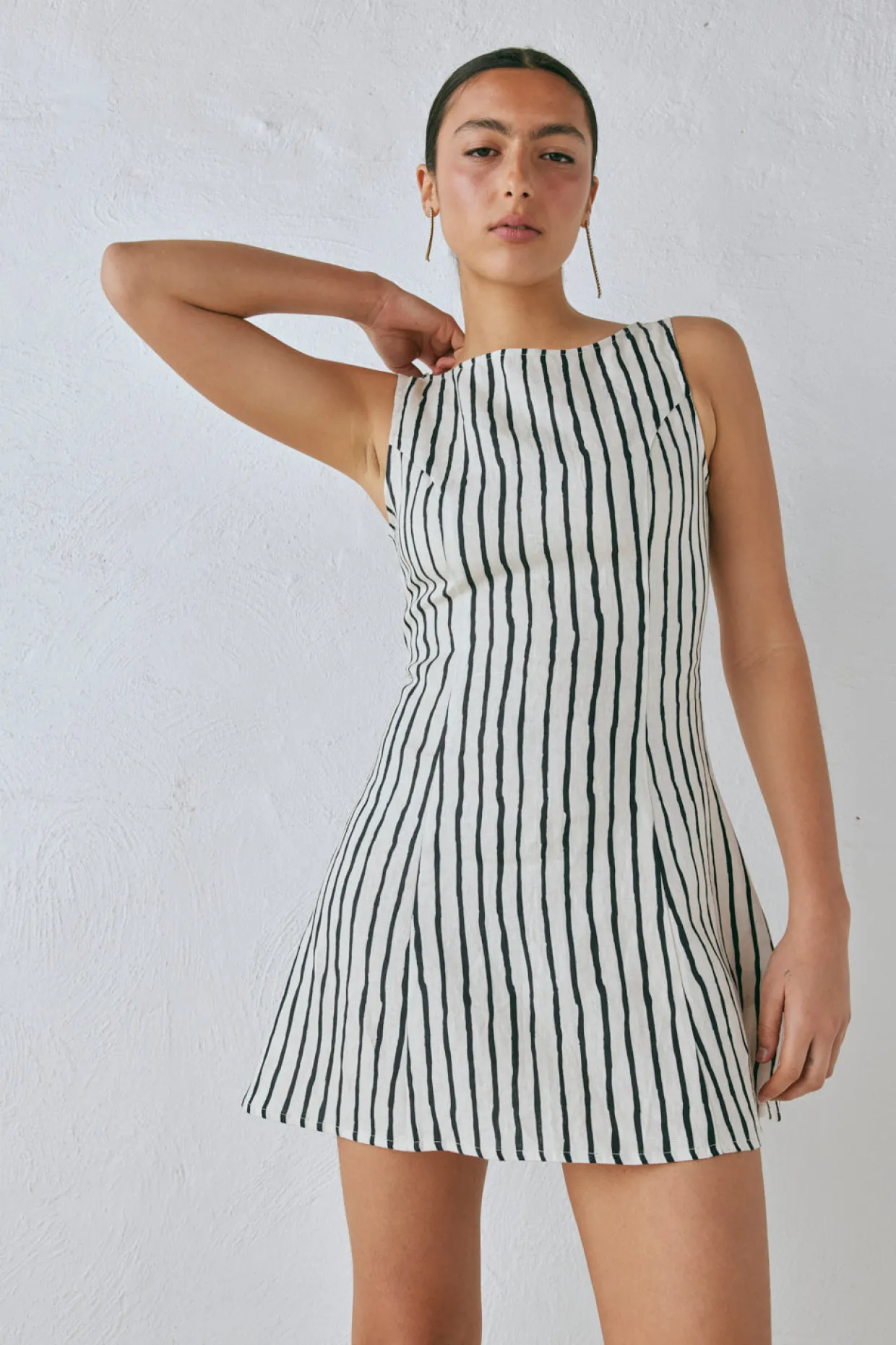 Chloe Linen Mini Dress Black