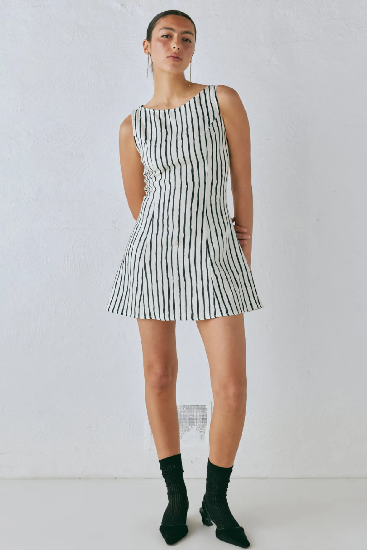 Chloe Linen Mini Dress Black