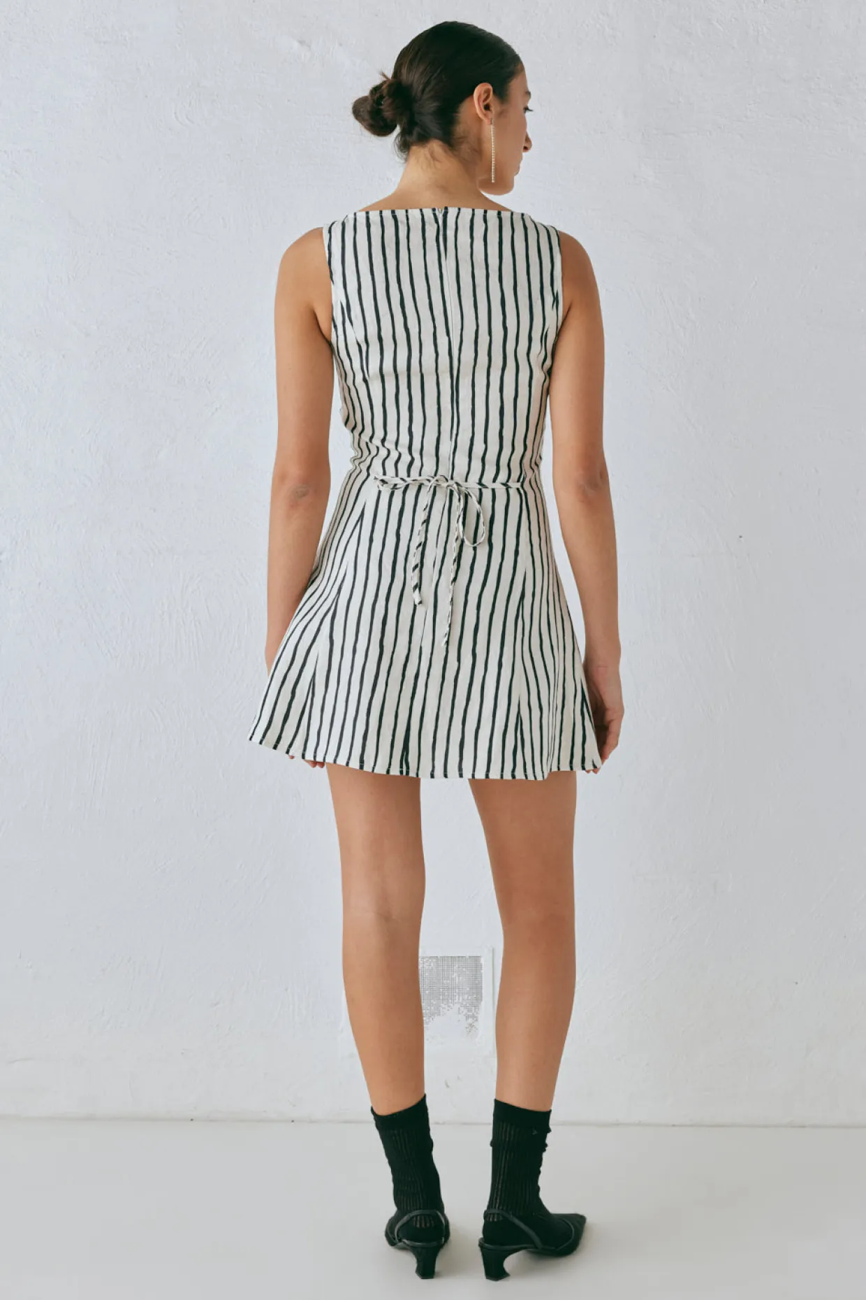 Chloe Linen Mini Dress Black