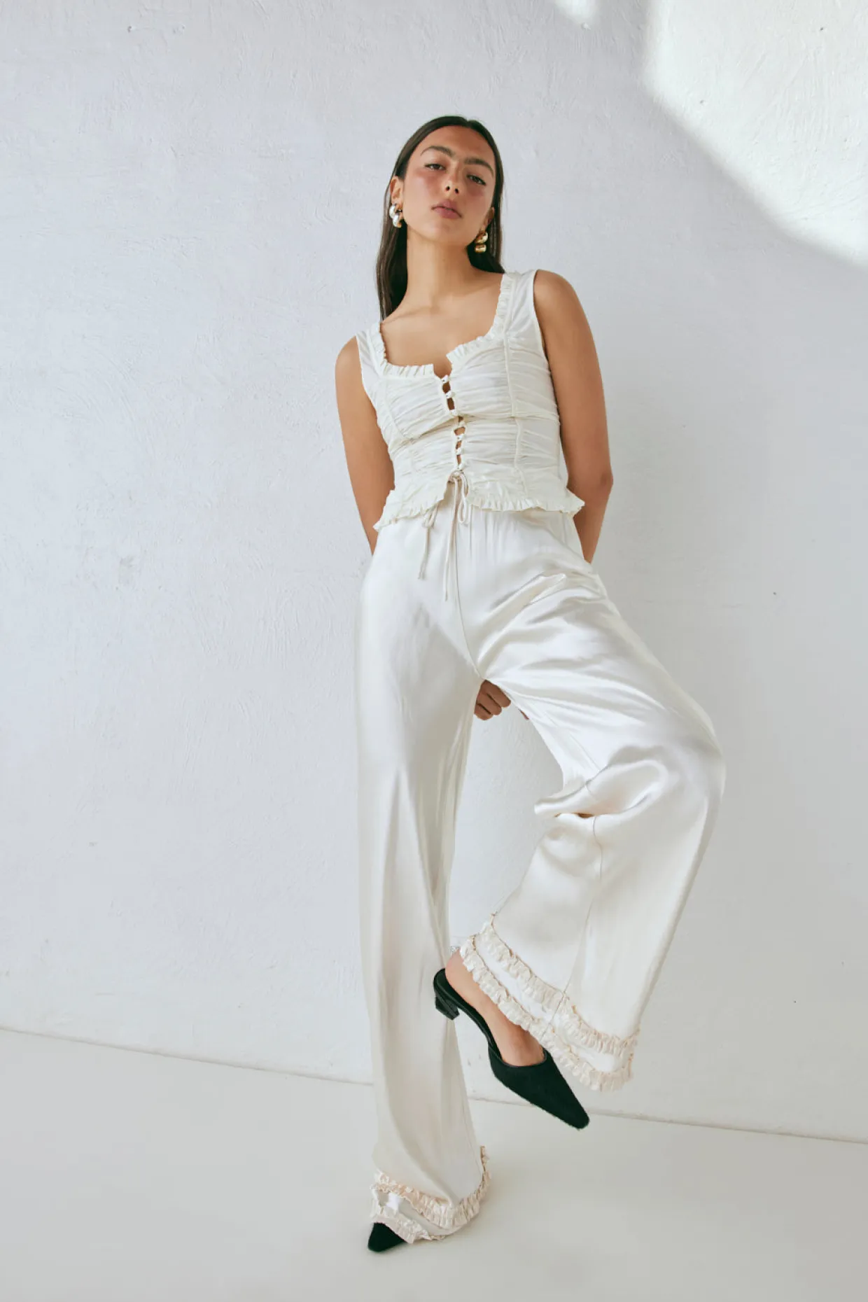 Citara Satin Pants White