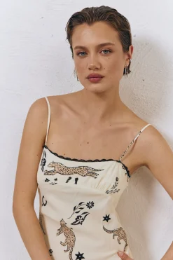 Cosmic Bias Cut Maxi Dress Cream