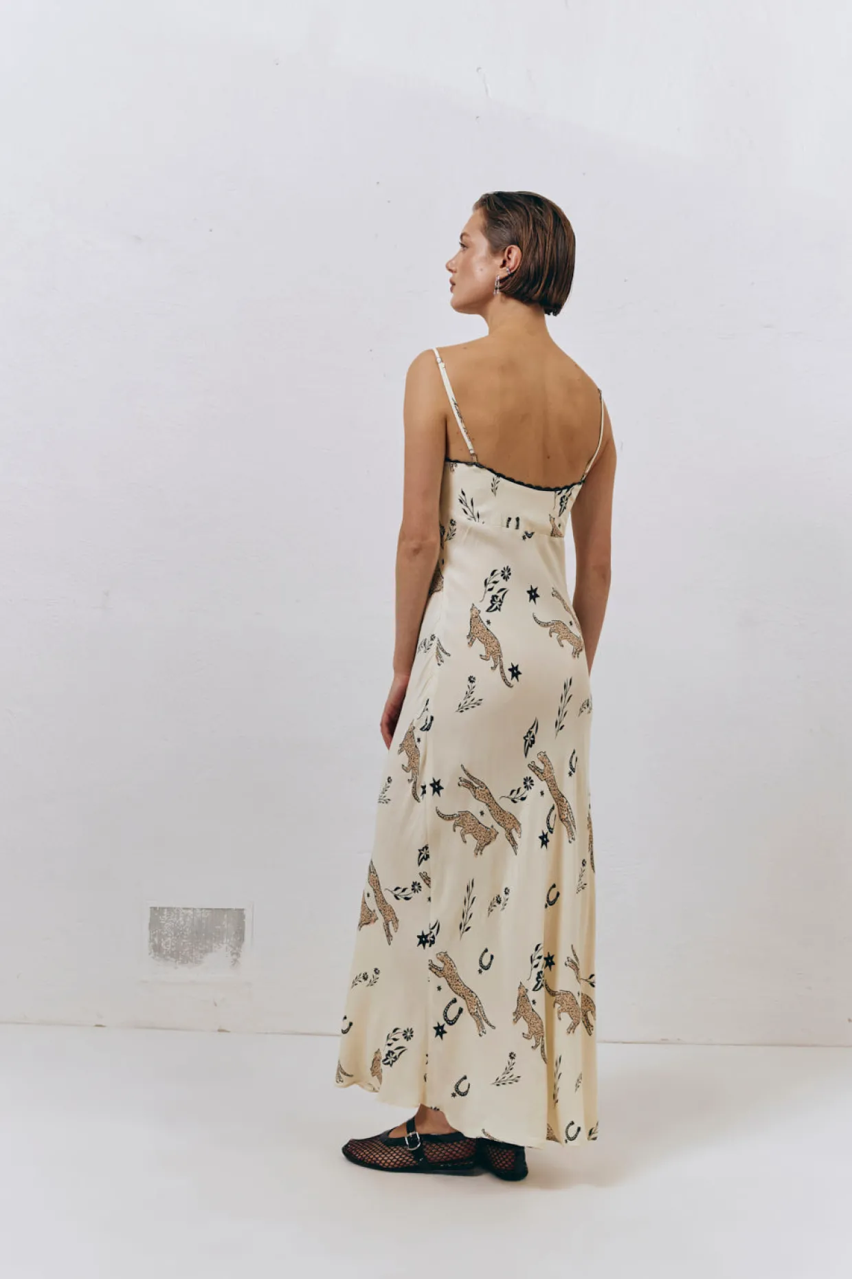 Cosmic Bias Cut Maxi Dress Cream