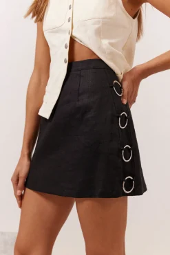 Discoteca Linen Mini Skirt Black