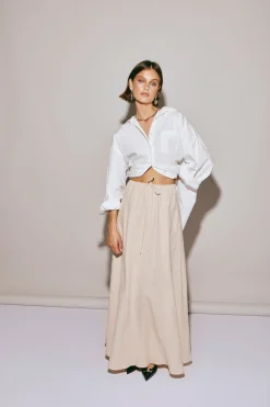 Elodie Linen Maxi Skirt Oatmeal