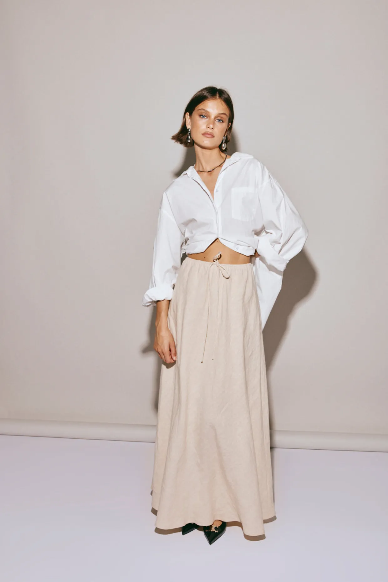 Elodie Linen Maxi Skirt Oatmeal