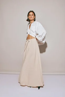 Elodie Linen Maxi Skirt Oatmeal
