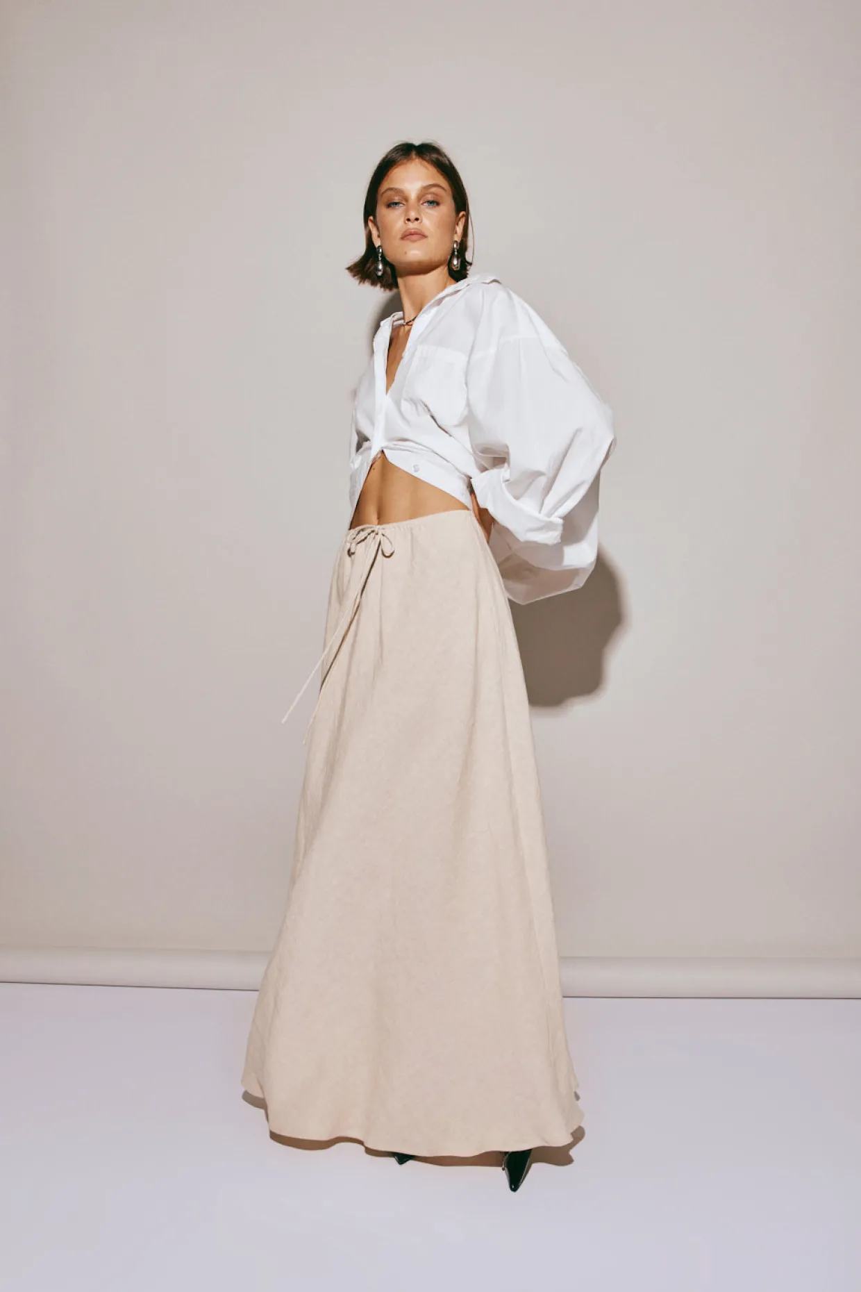 Elodie Linen Maxi Skirt Oatmeal