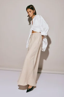 Elodie Linen Maxi Skirt Oatmeal