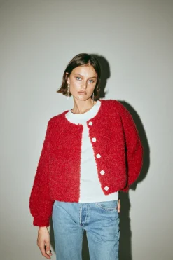 Elsie Knit Cardigan Chilli