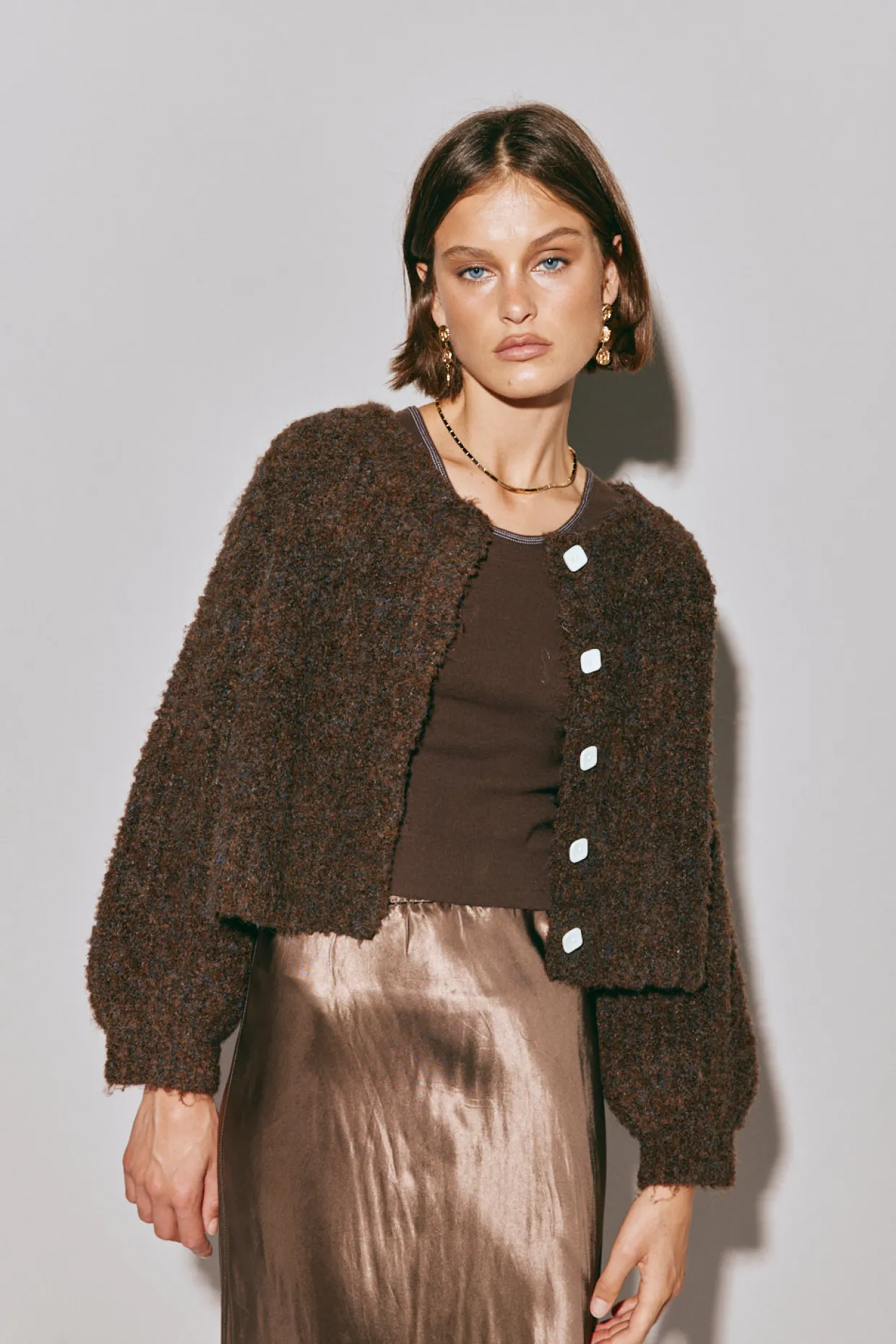 Elsie Knit Cardigan Chocolate