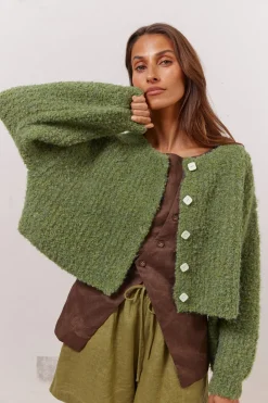 Elsie Knit Cardigan Green